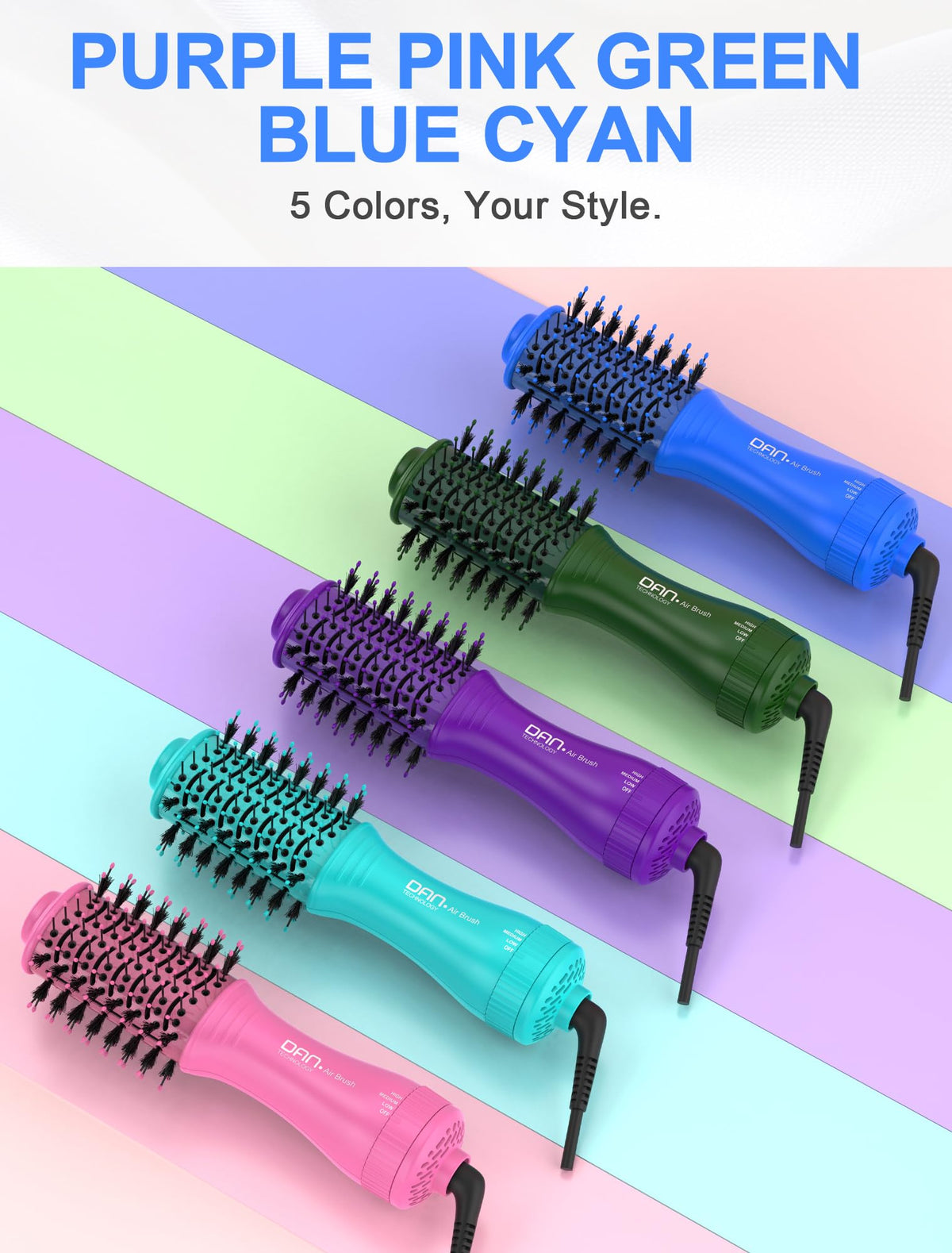 DAN Technology blue compact tool for on-the-go styling.