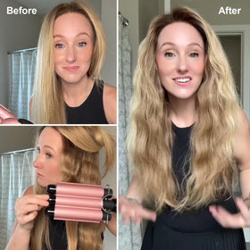 DAN Technology ceramic-coated triple barrels for smooth, frizz-reducing waves.