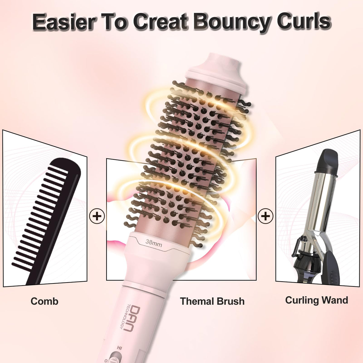 DAN Technology ceramic-tourmaline head delivers even heat for smoother hair.