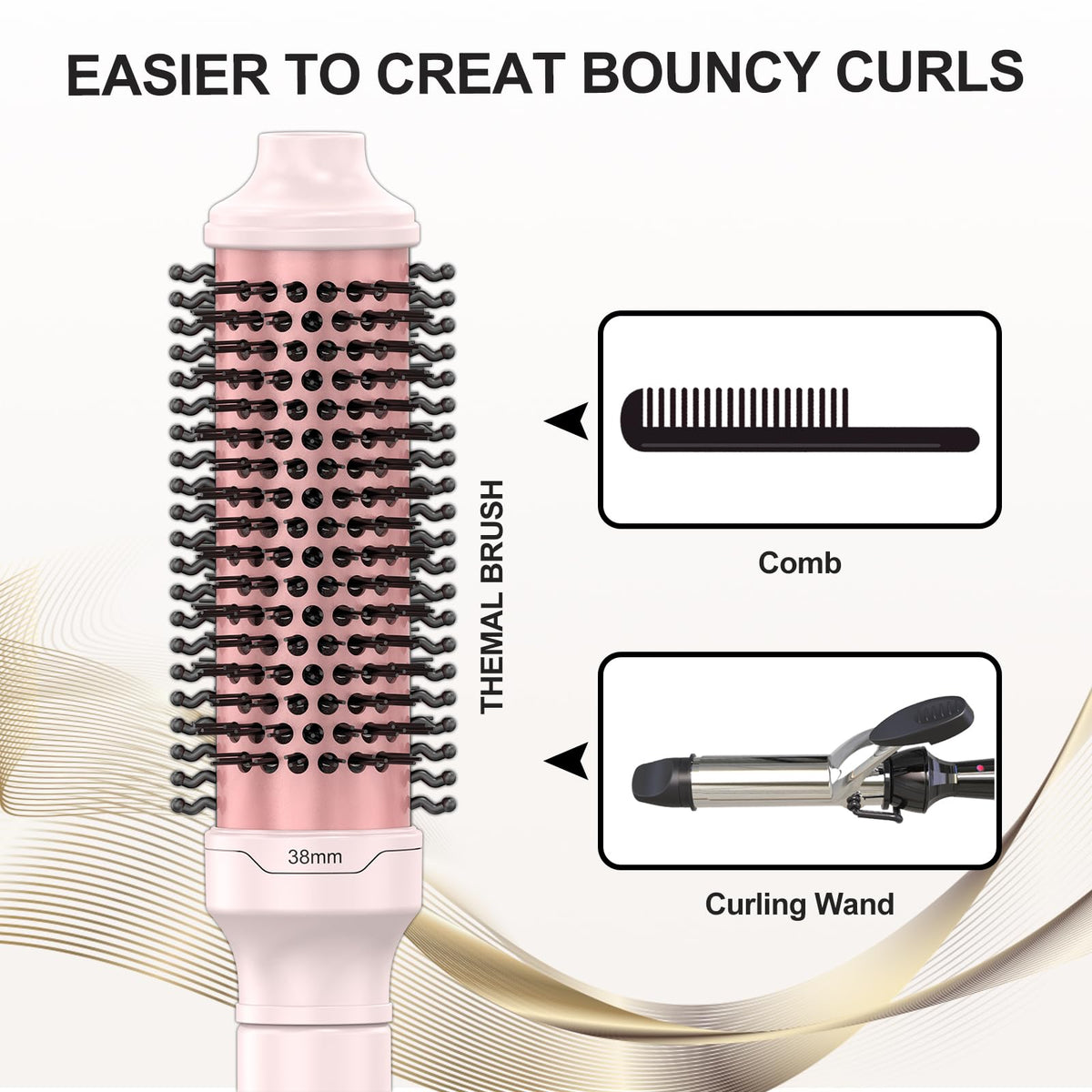 DAN Technology all-in-one comb and curling brush in pink for wrapping curls.