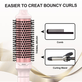 DAN Technology all-in-one comb and curling brush in pink for wrapping curls.