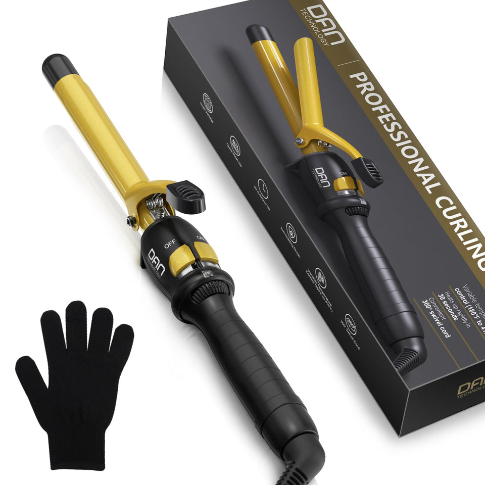 DAN Technology curling iron with ceramic heater for even heat distribution.