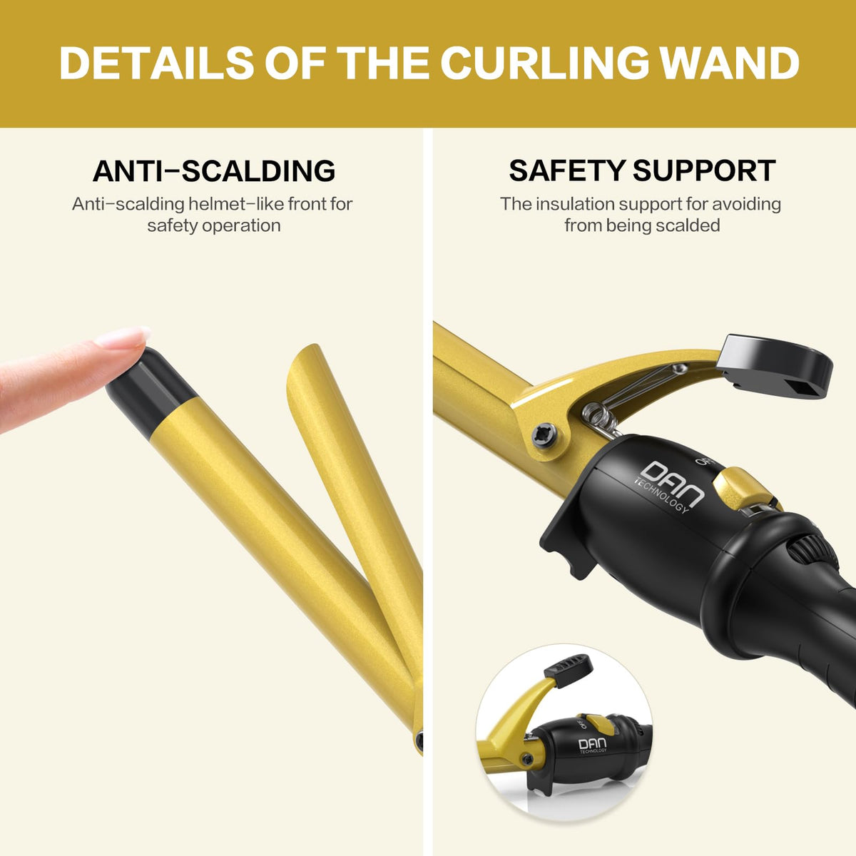 DAN Technology curling iron creates classic natural curls with a smooth finish.