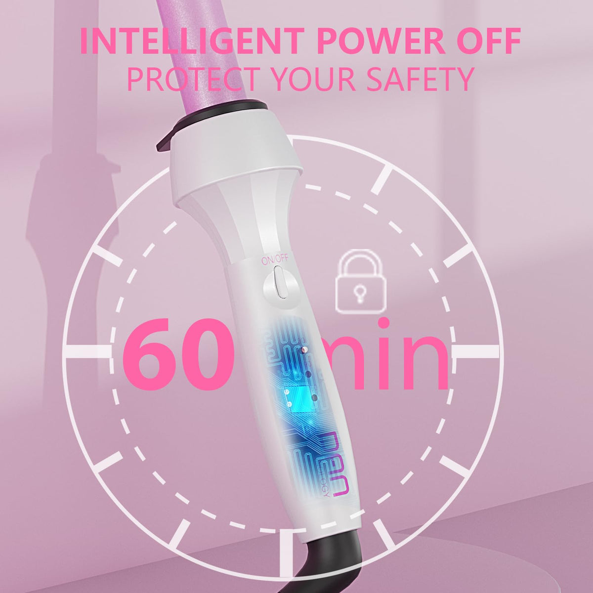 DAN Technology curling wand ergonomic grip for comfortable handling.