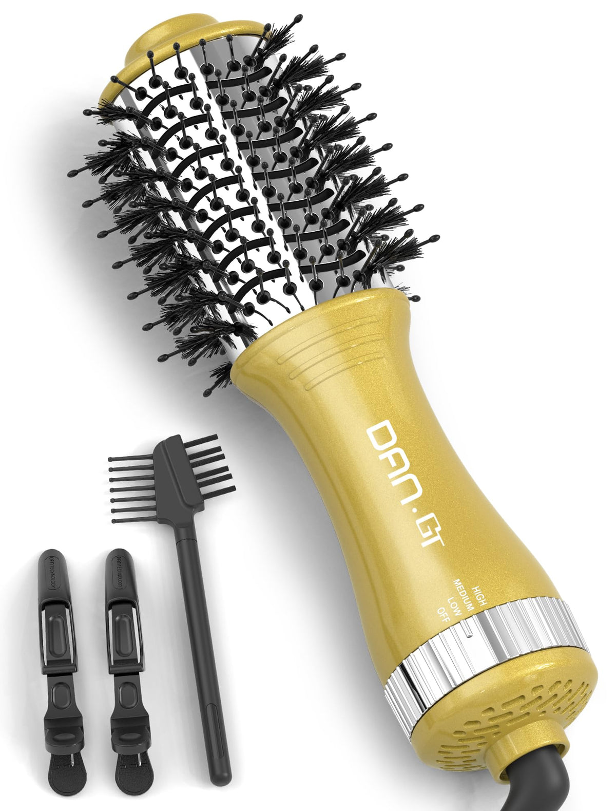 DAN Technology dual-voltage hair dryer brush enables worldwide styling with convenient voltage adaptation.