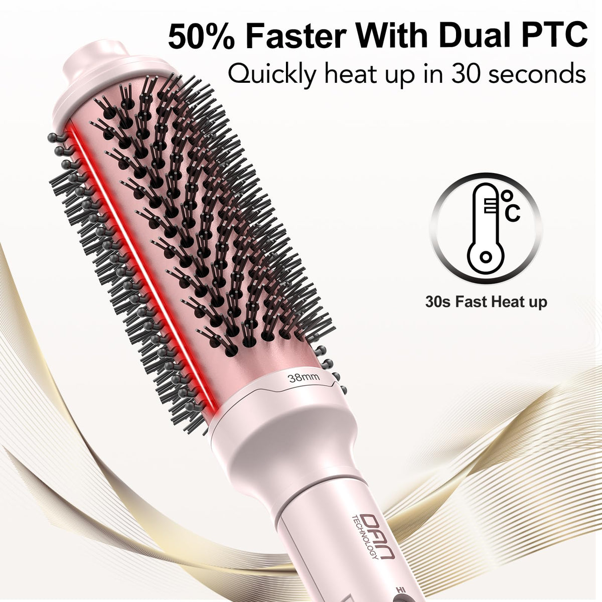 DAN Technology dual voltage travel curling brush in pink for versatile styling abroad.