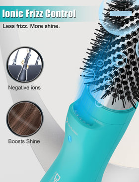 DAN Technology heated round brush used on dry hair for volumizing style