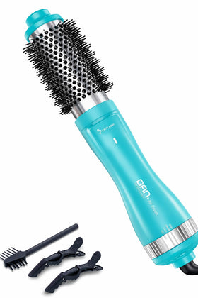 DAN Technology heated round brush with ionic barrel shown in front view for smooth shine