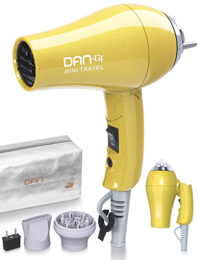 DAN Technology mini portable hair dryer folded for travel, compact and easy to store.