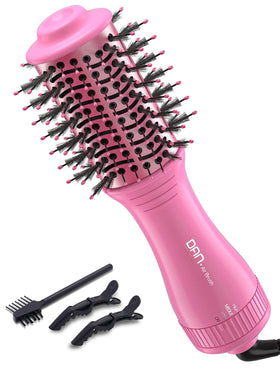 DAN Technology mini travel blow dryer brush with oval 2-inch head for quick, smoothing styling.