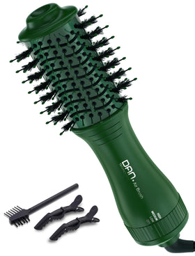 DAN Technology mini travel blow dryer brush in green, oval 2 inch, for fast detangling and lift.