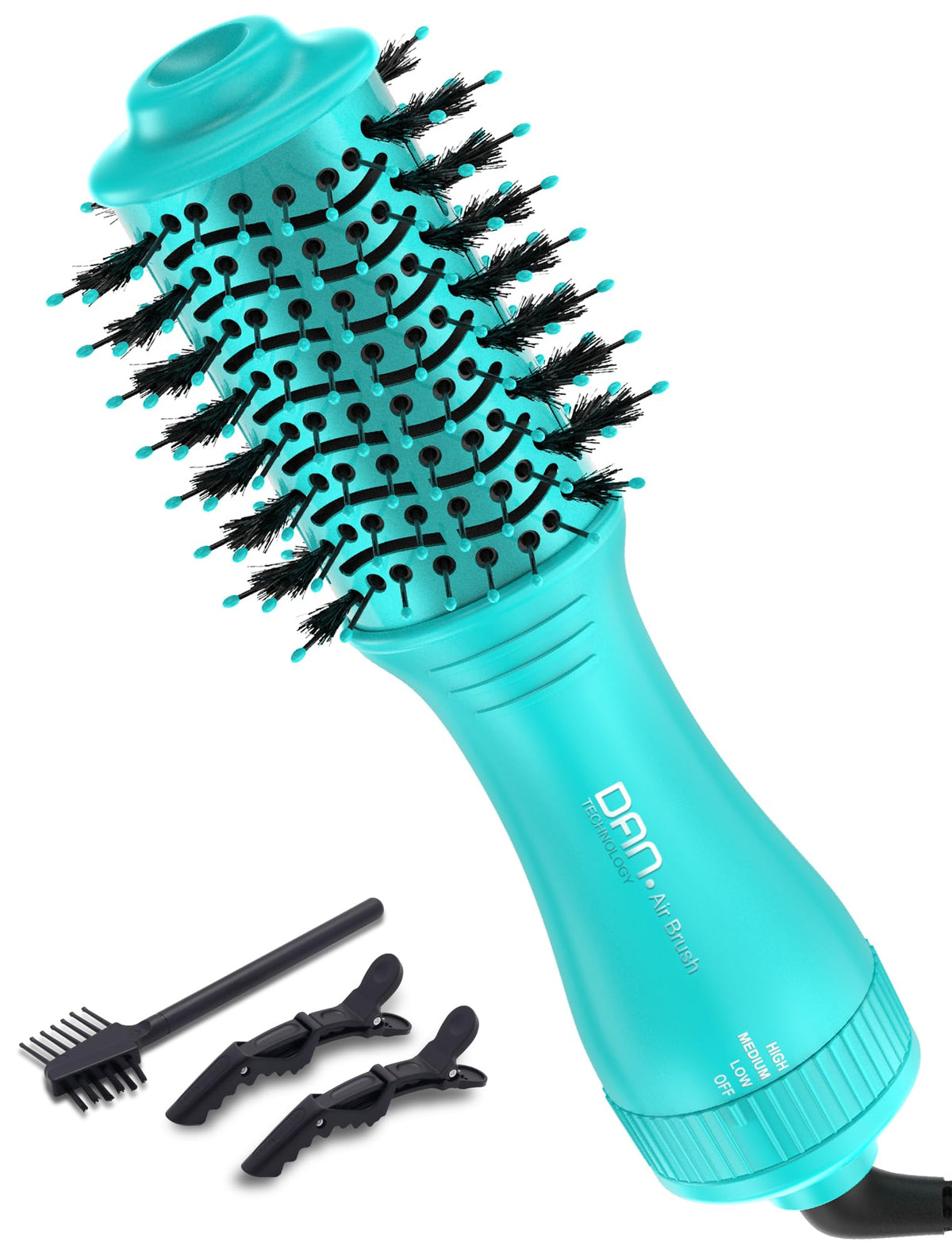 DAN Technology mini travel blow dryer brush for short to medium hair adds root lift.