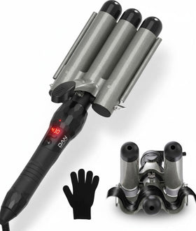DAN Technology Three Barrel Curling Iron 1-inch front view creates defined beach waves.