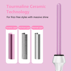 DAN Technology Tourmaline impregnated ceramic barrel delivers smooth, long-lasting curls.