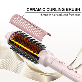 DAN Technology pink ceramic tourmaline head distributes heat evenly for smooth hair.