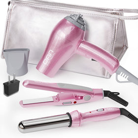 DAN Technology travel hair dryer with folding handle for easy packing and dual voltage use.