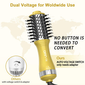 DAN Technology volume-boost hair dryer brush lifts roots for fuller styles.