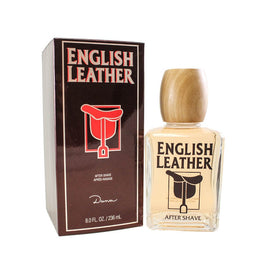 Dana English Leather label close-up, evokes confident daily rituals.