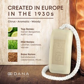 Dana English Leather soap showing textured surface for a premium feel