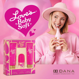 Dana Love Baby Soft Gift Set box open inside, showcasing soothing essentials for gentle baby care