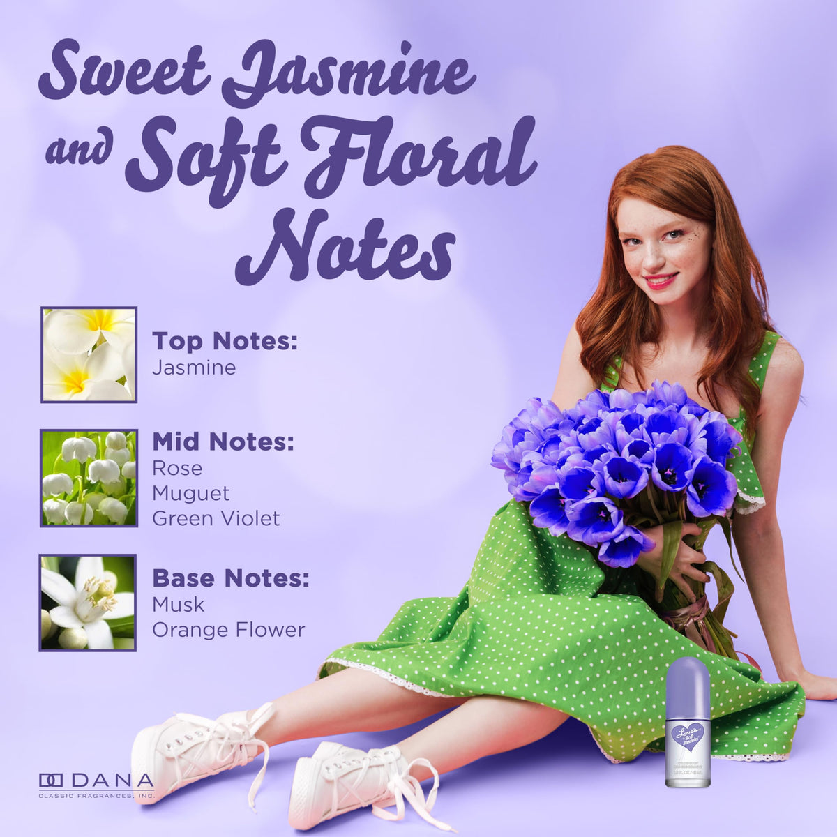 Dana Love Soft Jasmin applying moment captures quick floral refresh.