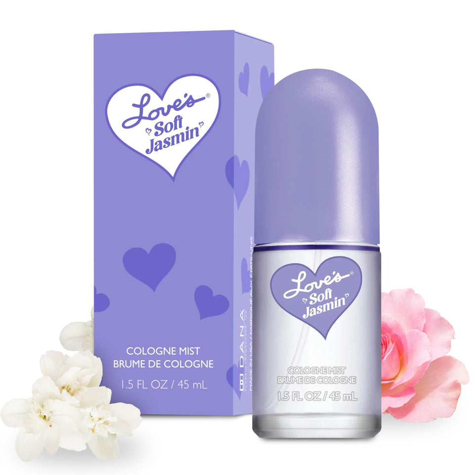 Dana Love Soft Jasmin bottle closeup highlights jasmine notes for everyday fragrance.