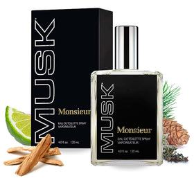 Dana Monsieur Musk bottle with 4 oz spray for daily confidence