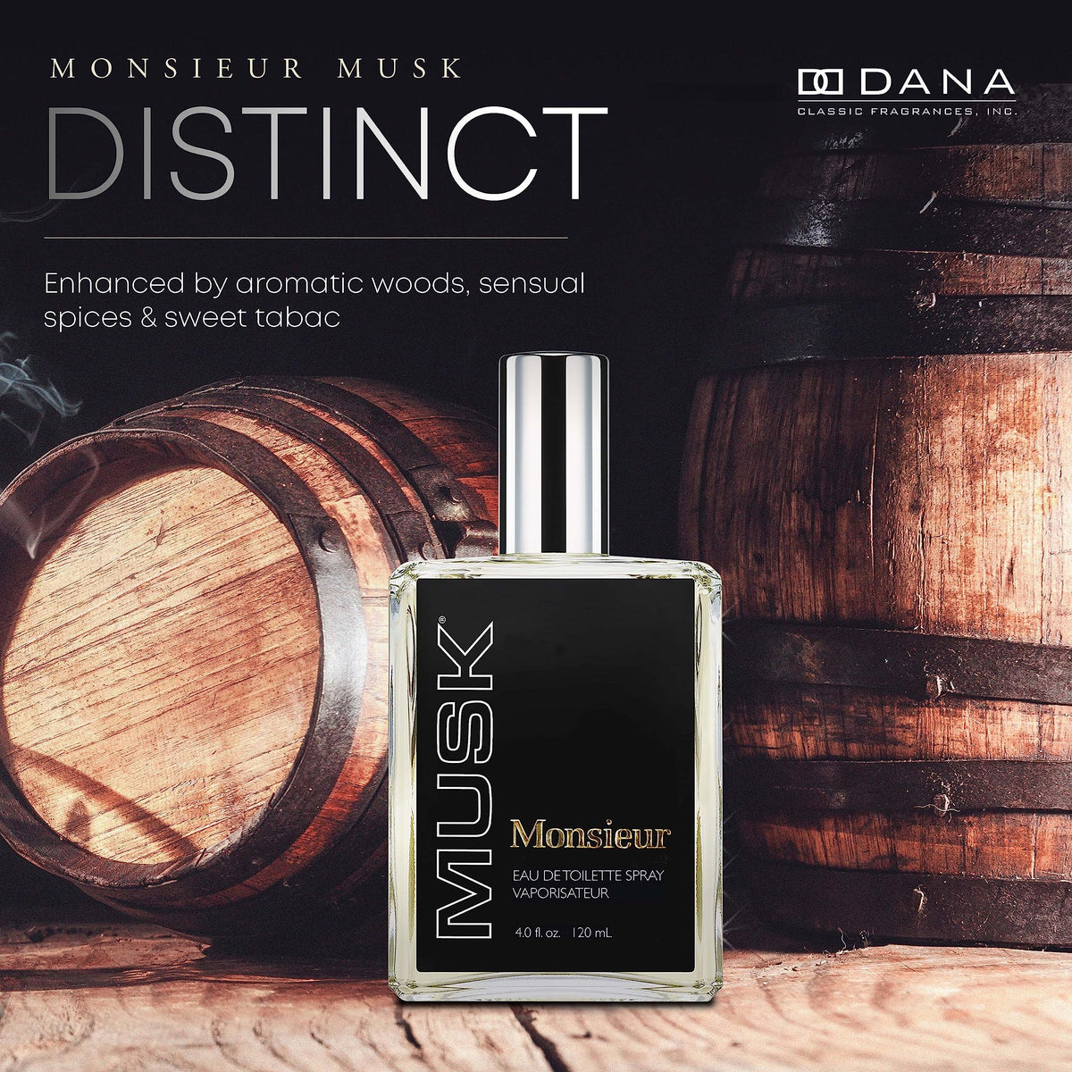 Dana Monsieur Musk packaging with classic design and vintage vibe
