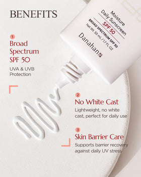Danahan sunscreen swatch on skin showing sheer coverage with no greasy finish.