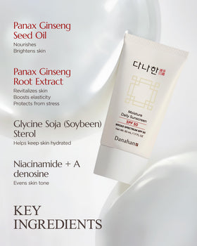 Danahan sunscreen texture on skin demonstrates quick absorption and a dewy look.