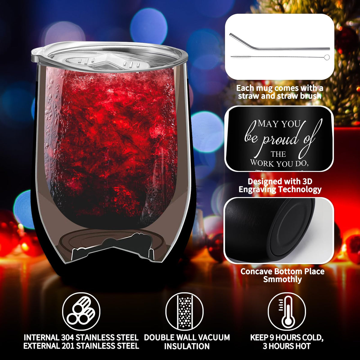 Dandat 12oz stainless steel tumbler ideal for hot or cold drinks.