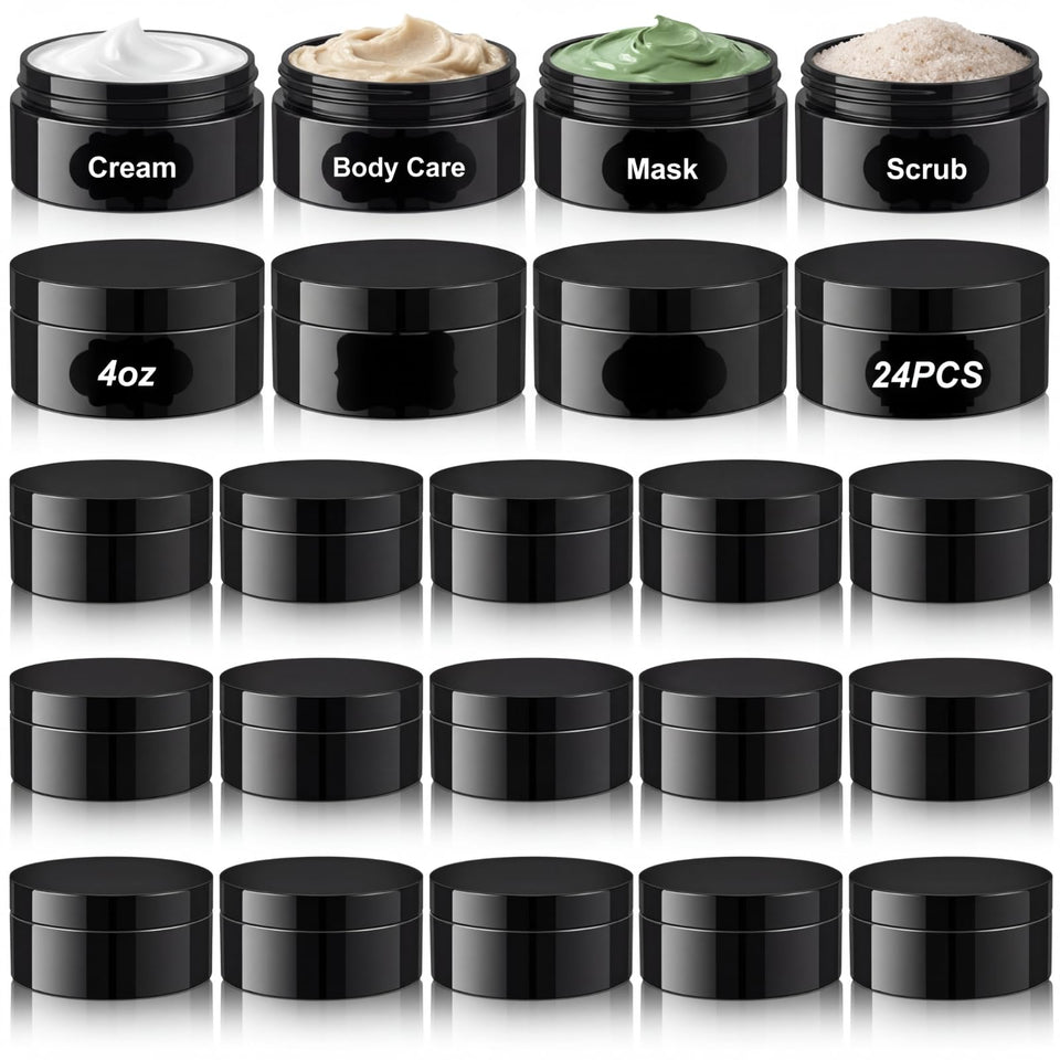 Dandat 24-pack 4oz jars with lids and labels for organized slime or cosmetics storage.