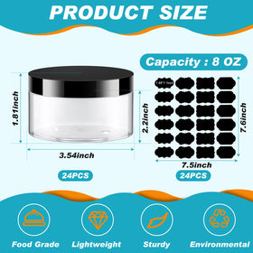 Dandat 24-pack empty jar with labels for quick organization