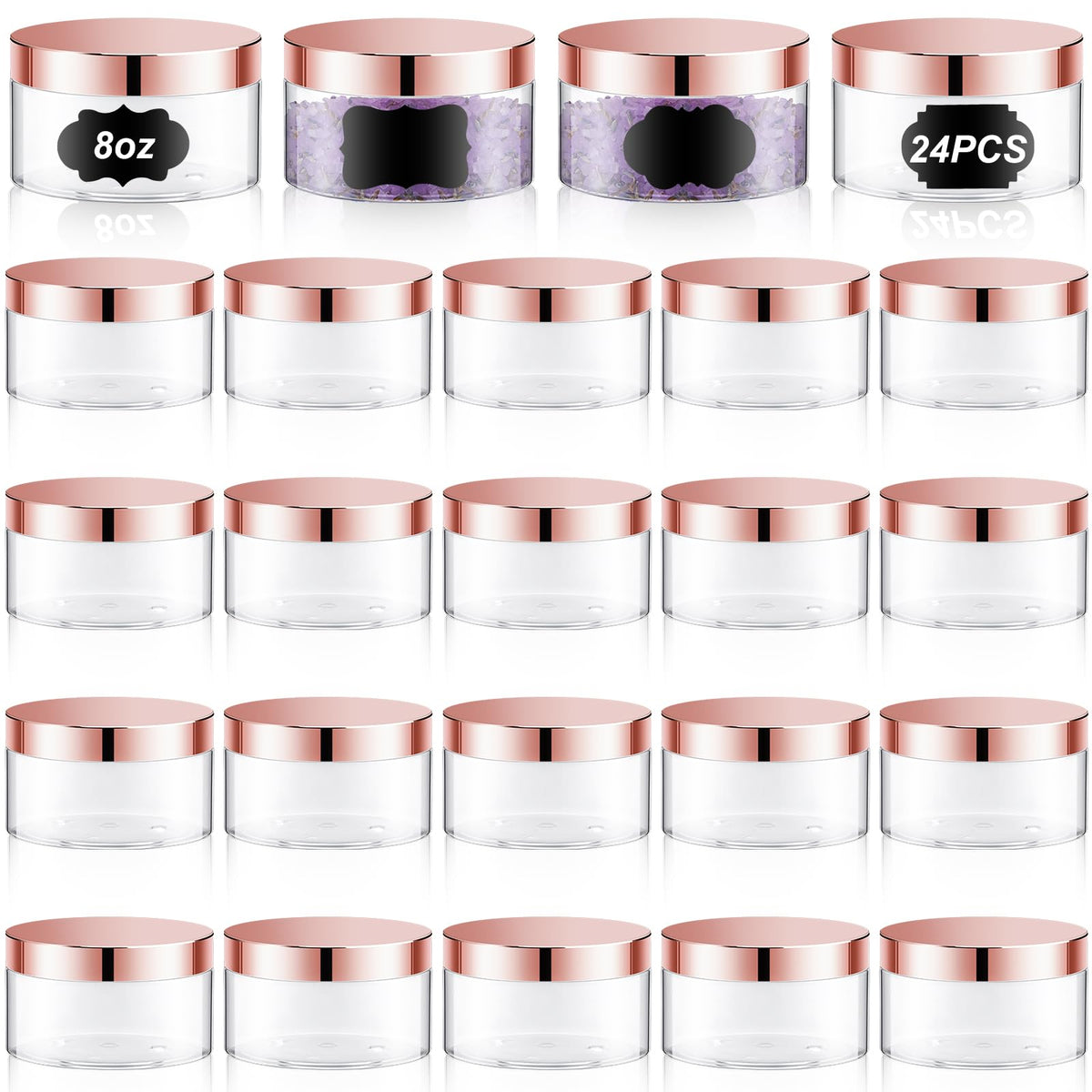 Dandat 8oz jar with rose gold lid for easy, reusable storage.
