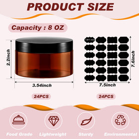 Dandat amber PET jar 8oz travel storage for lotion and cream.