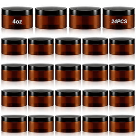Dandat amber PET jar with lid for easy storage of creams and slime.