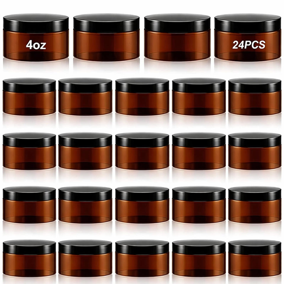 Dandat amber PET jar with lid for easy storage of creams and slime.