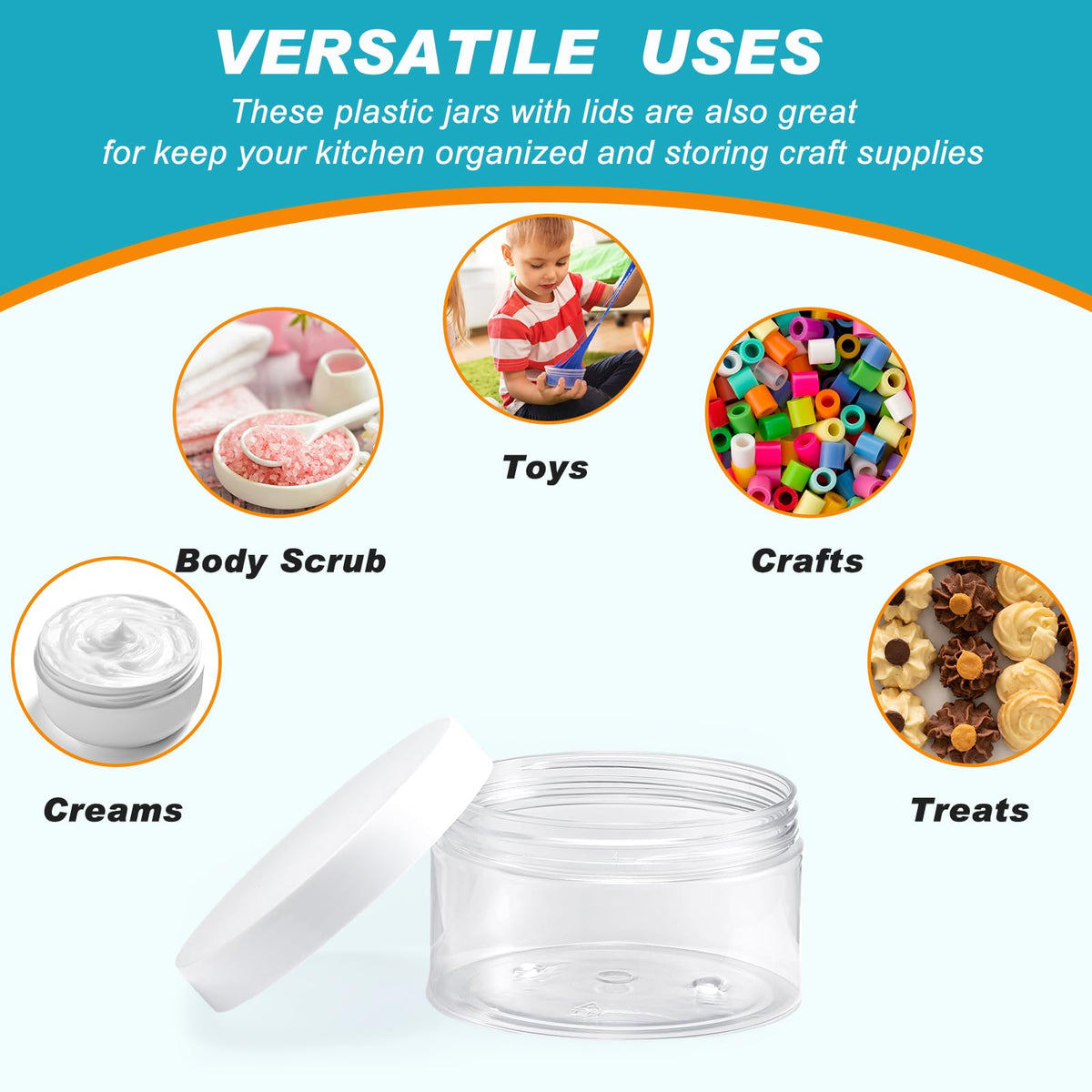 Dandat versatile jars suitable for skincare, crafts, and home storage.