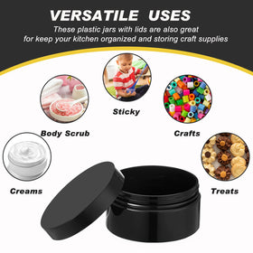 Dandat labeled jars simplify organization with quick content identification.
