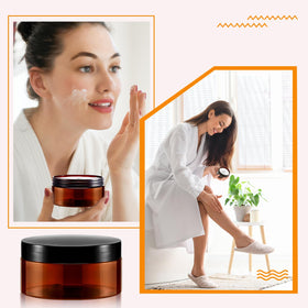 Dandat slime and cosmetics storage jar shown with scoop.