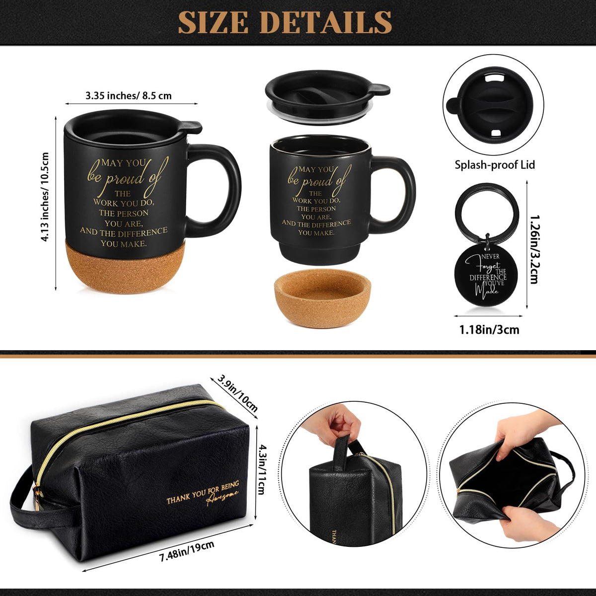 Dandat 15oz ceramic mug with lid, ideal for on-the-go coffee.