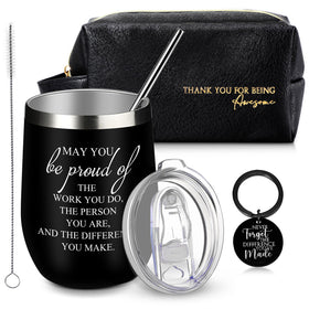 Dandat thank you tumbler with lid keeping beverages at a comfortable temperature.