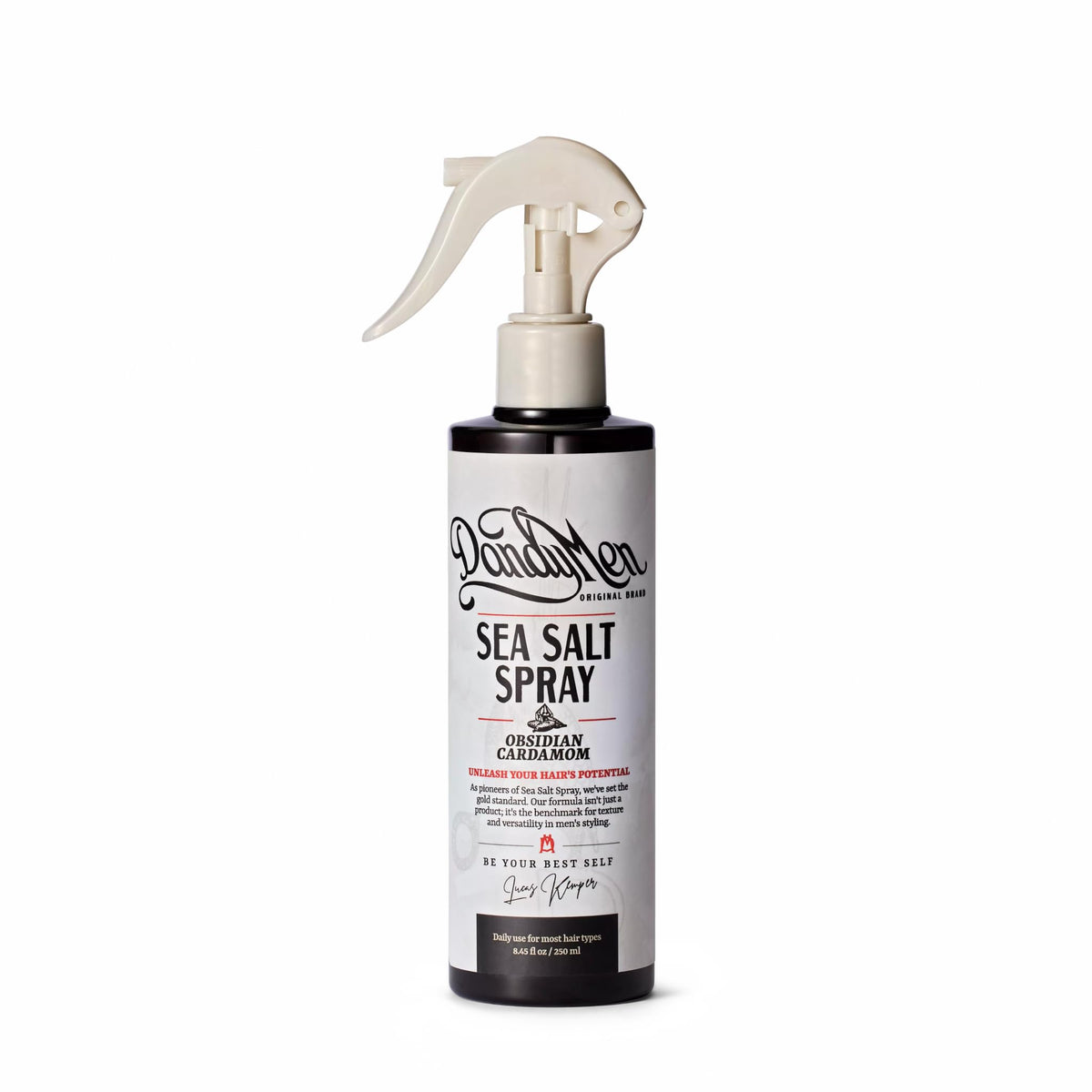 DandyMen Sea Salt Spray texturizing bottle for natural texture and flexible hold.