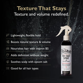 Close-up applying DandyMen sea salt spray to create texture