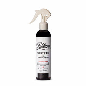 DandyMen Shower Oil bottle front view highlights hydrating formula for daily in-shower use.