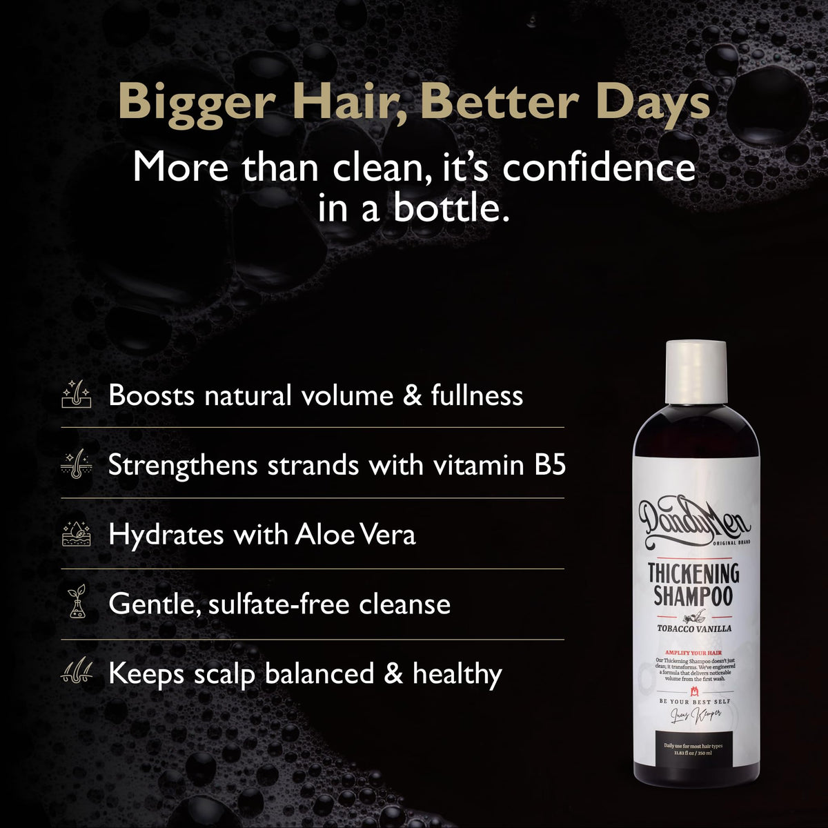 Pour action of DandyMen conditioner illustrating easy application