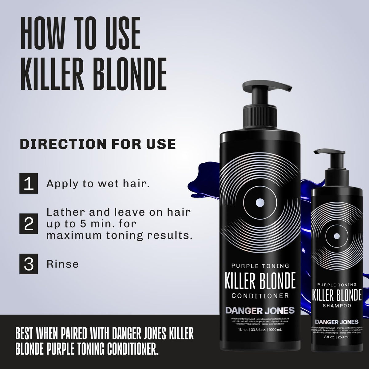 Danger Jones Killer Blonde Shampoo hydration-formula delivers moisture while toning