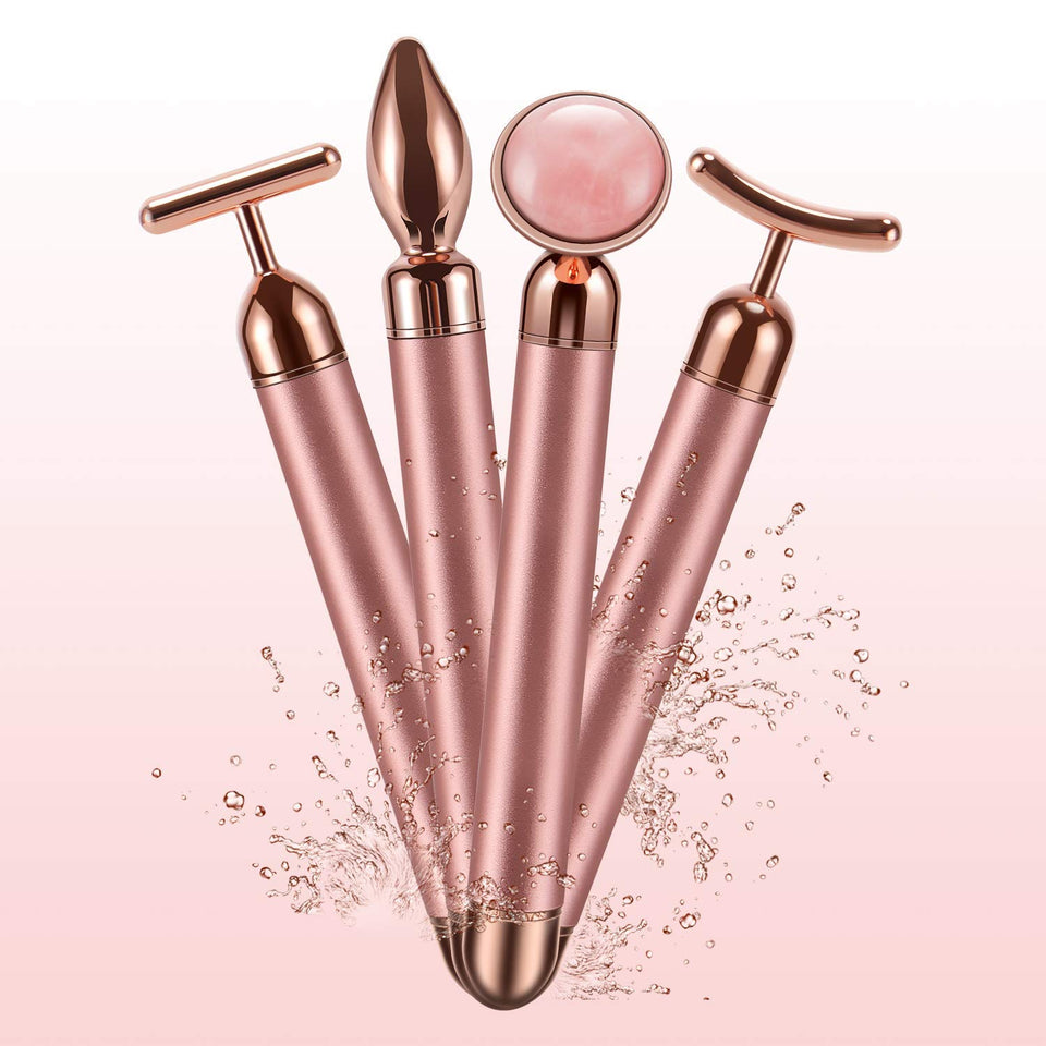 DANGSHAN 4-in-1 eye massager in rose quartz for soothing eye area and relaxation.