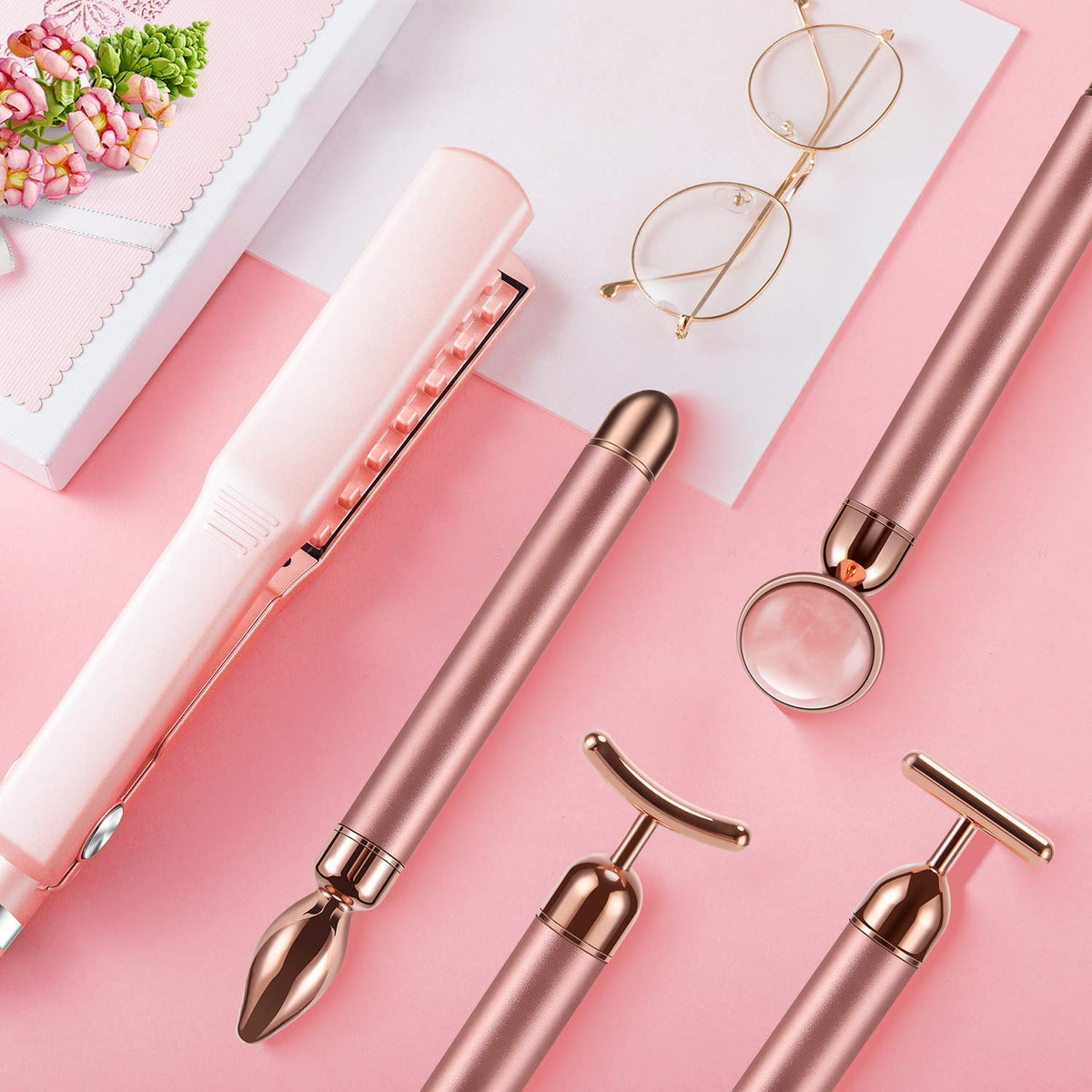 DANGSHAN face massager in use on cheek with skincare product.