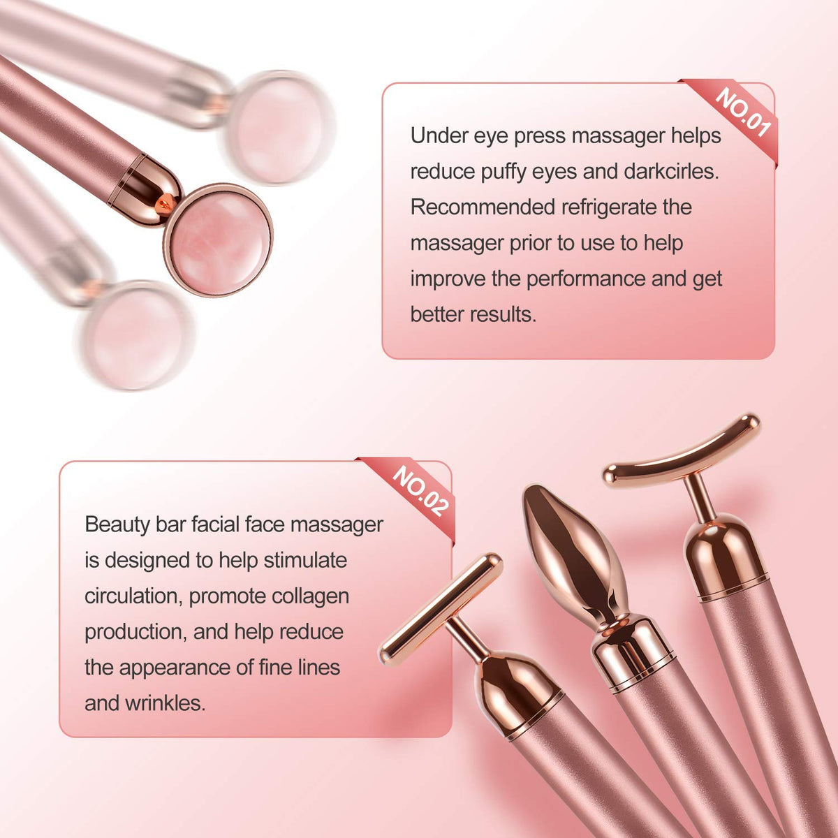 DANGSHAN rose quartz eye massager close up showing smooth surface.